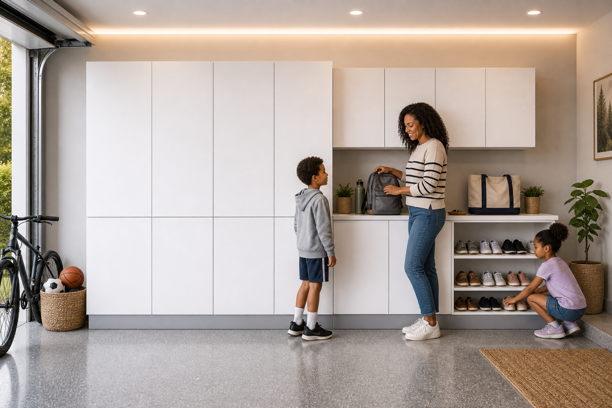 Klovo 12 ft family mudroom set with triple lockers and bench